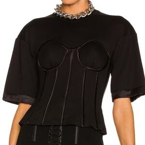Dolce & Gabbana Black Structured Bustier Short Sleeve Tee 44
